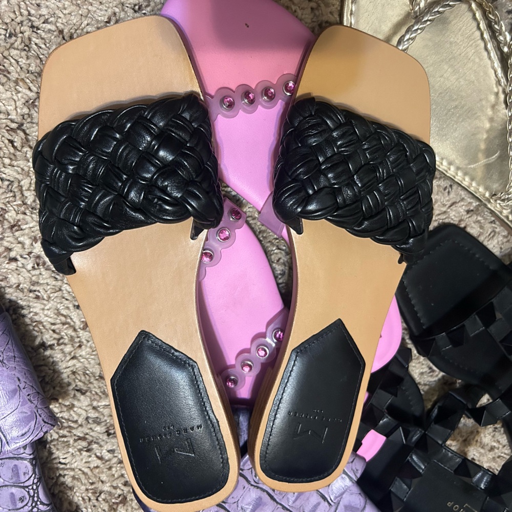 Marc Fisher Reanna Black Braided Leather Sandals - Never Worn